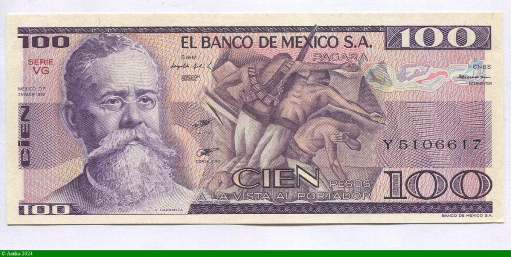 100 Pesos V.Carranza Série VG