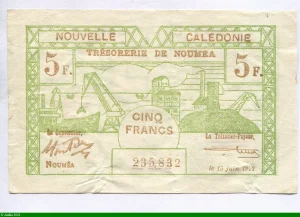 5 Francs Trésorerie de Nouméa N°235832