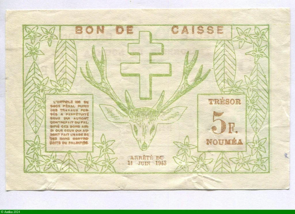 5 Francs Trésorerie de Nouméa N°235832