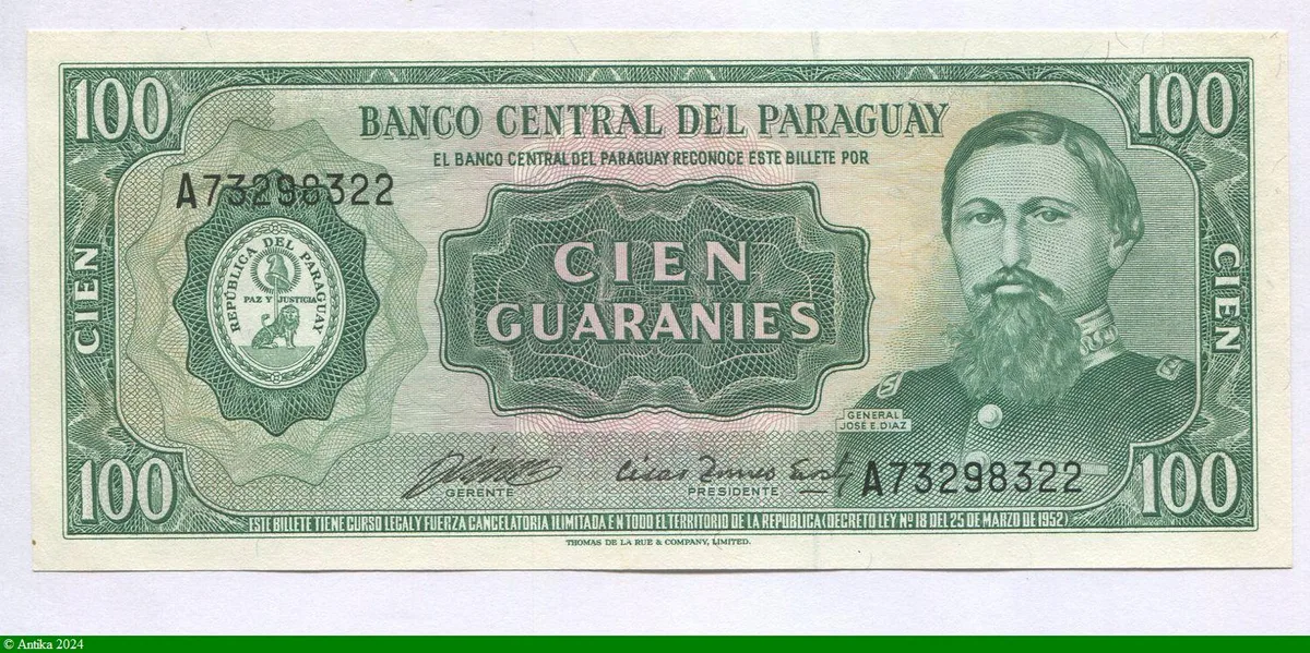 100 Guaranies Général José E.Diaz * *