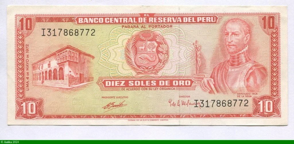 10 Soles de Oro Garcilaso Inca de la Véga