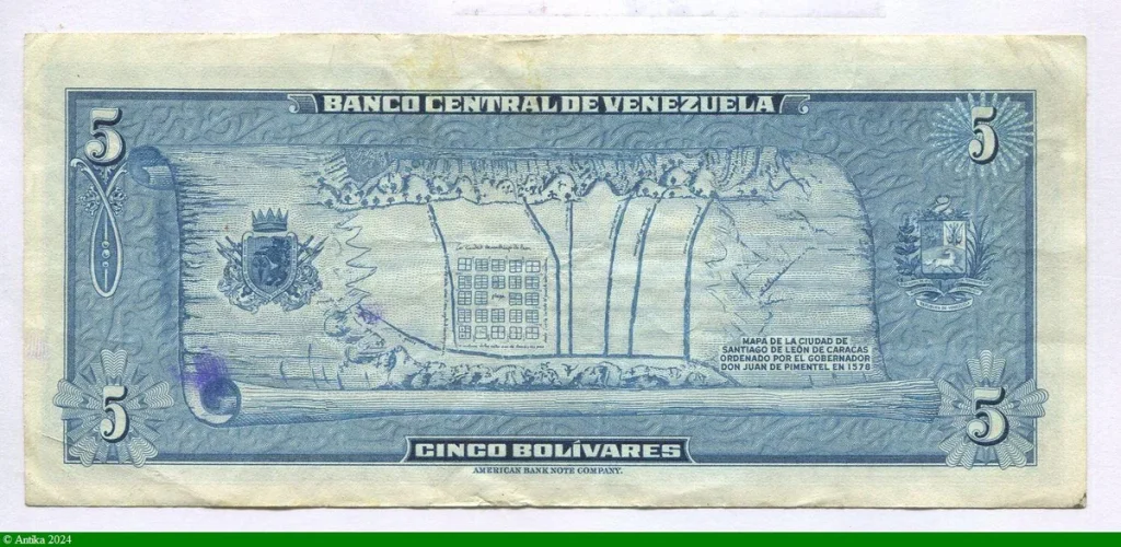 5 Bolivares Commémo 400 ème Anniv Fondation Caracas Assez RARE