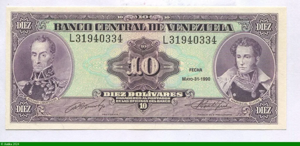10 Bolivares S.Bolivar & M.Sucre
