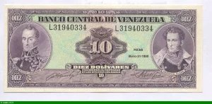 10 Bolivares S.Bolivar & M.Sucre