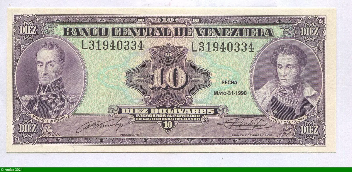 10 Bolivares S.Bolivar & M.Sucre