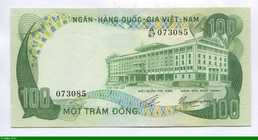 100 Dong Palais de l' Indépendance Saigon & Buffles