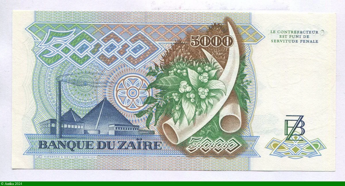 5000 Zaires Mobutu & Léopard RARETE