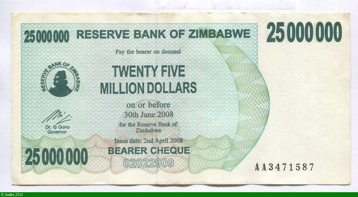 25 000 000 Dollars Bearer Chèque * * *