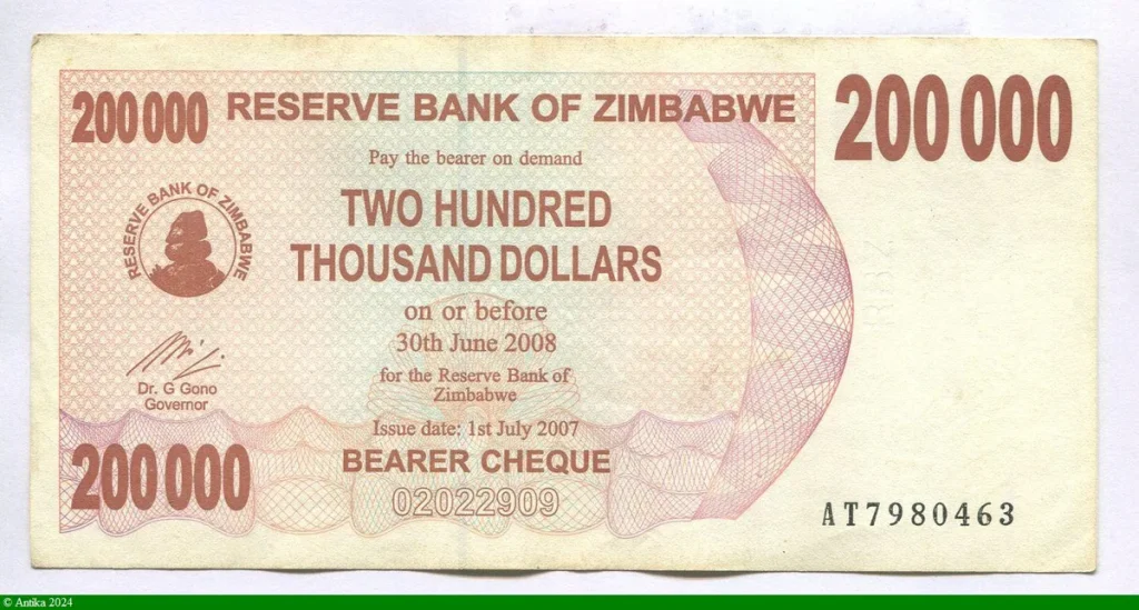 200 000 Dollars Bearer Chèque * * * *