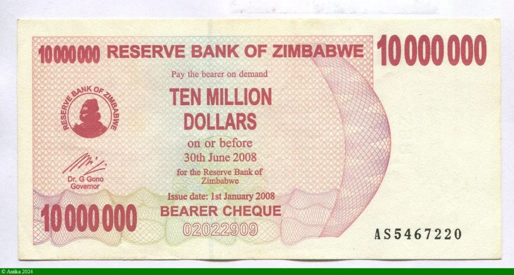 10 000 000 Dollars Bearer Chèque * * * *