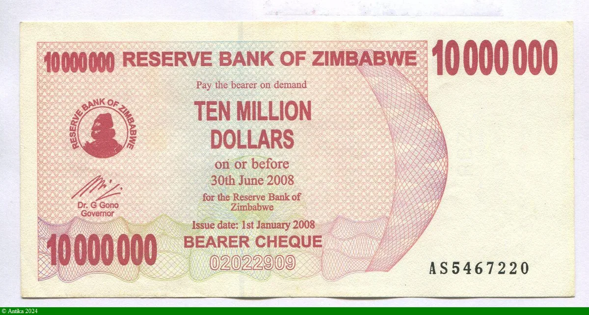 10 000 000 Dollars Bearer Chèque * * * *