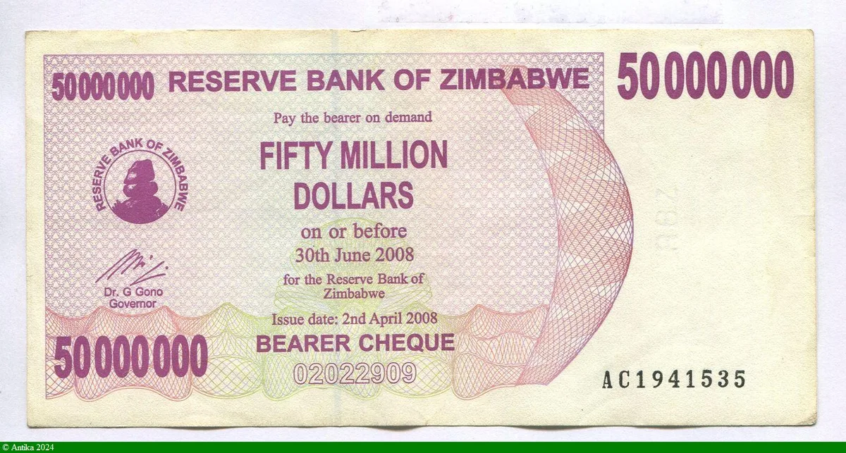 50 000 000 Dollars Bearer Chèque * * *