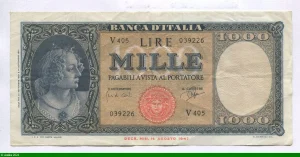 10 000 Lire Tête d'"Italia"