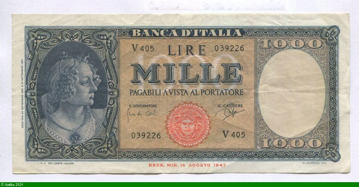 10 000 Lire Tête d'"Italia"