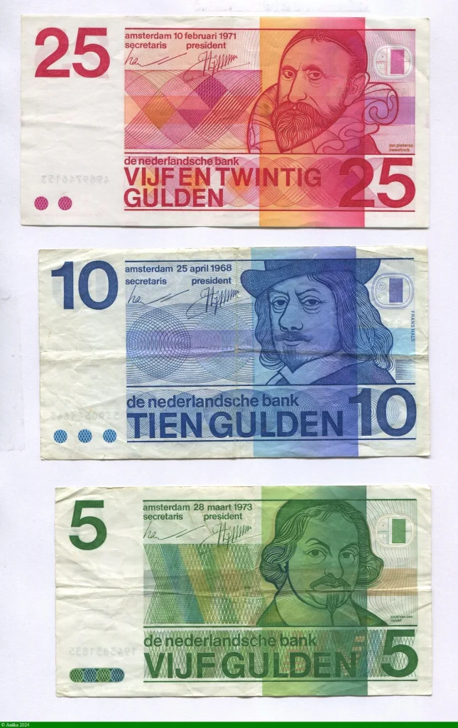 Lot de 3 Billets 5-10-25 Gulden
