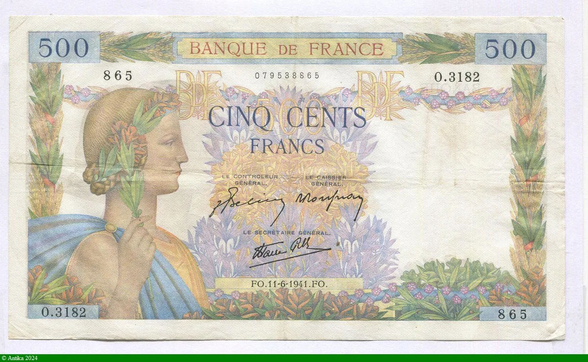 500 FRANCS LA PAIX - Type 1939
