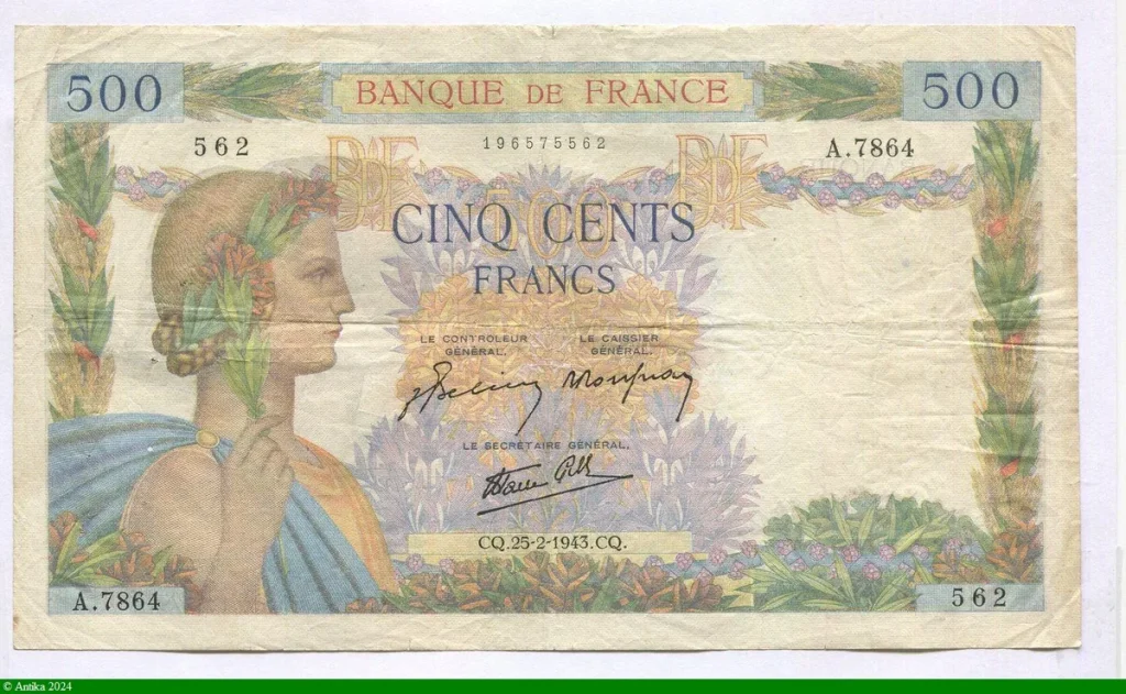 500 FRANCS LA PAIX - Type 1939