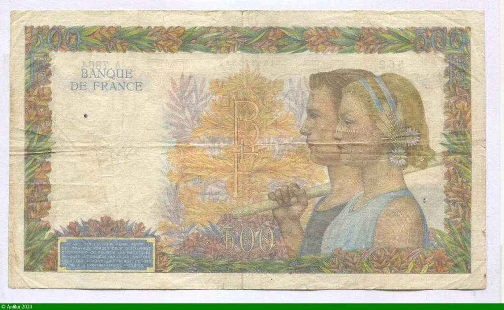 500 FRANCS LA PAIX - Type 1939