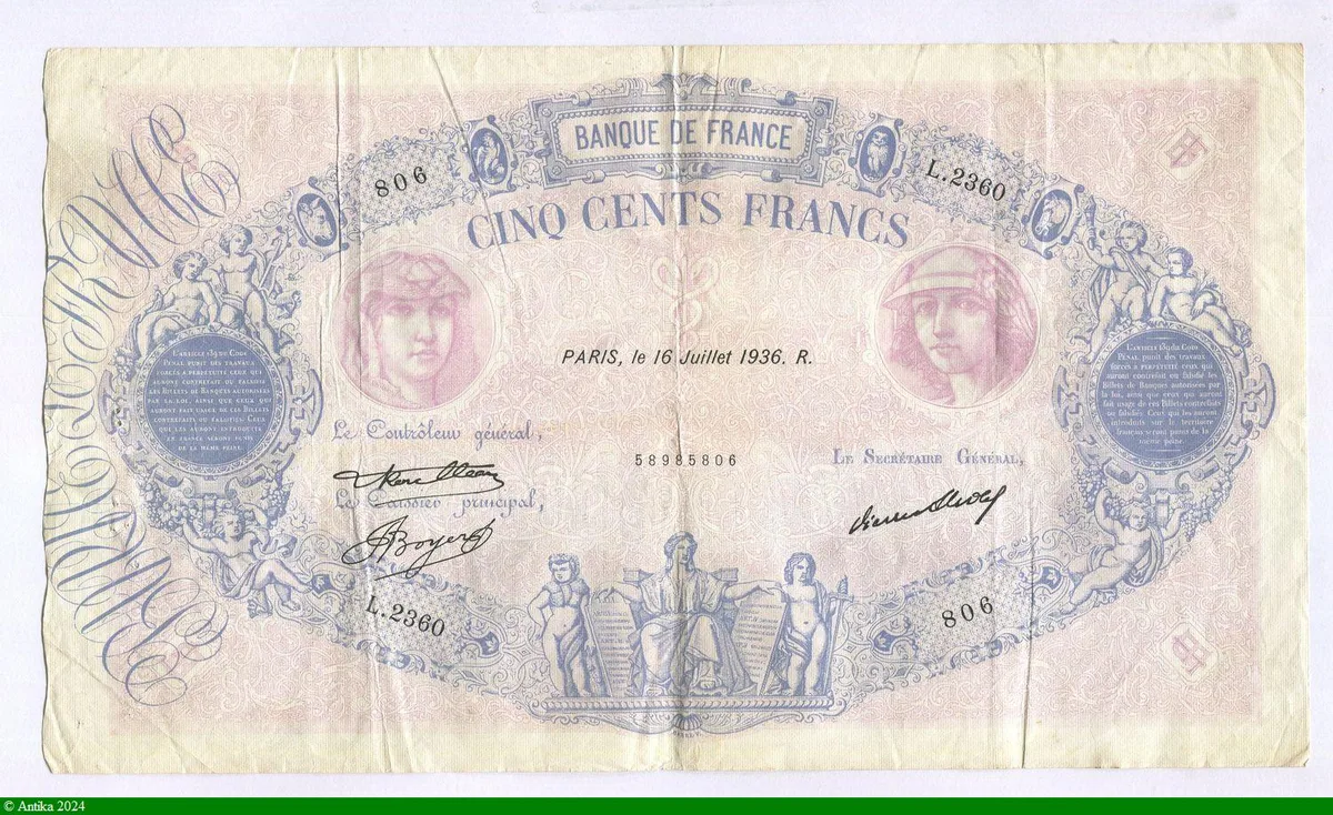 500 FRANCS BLEU & ROSE - Type 1888