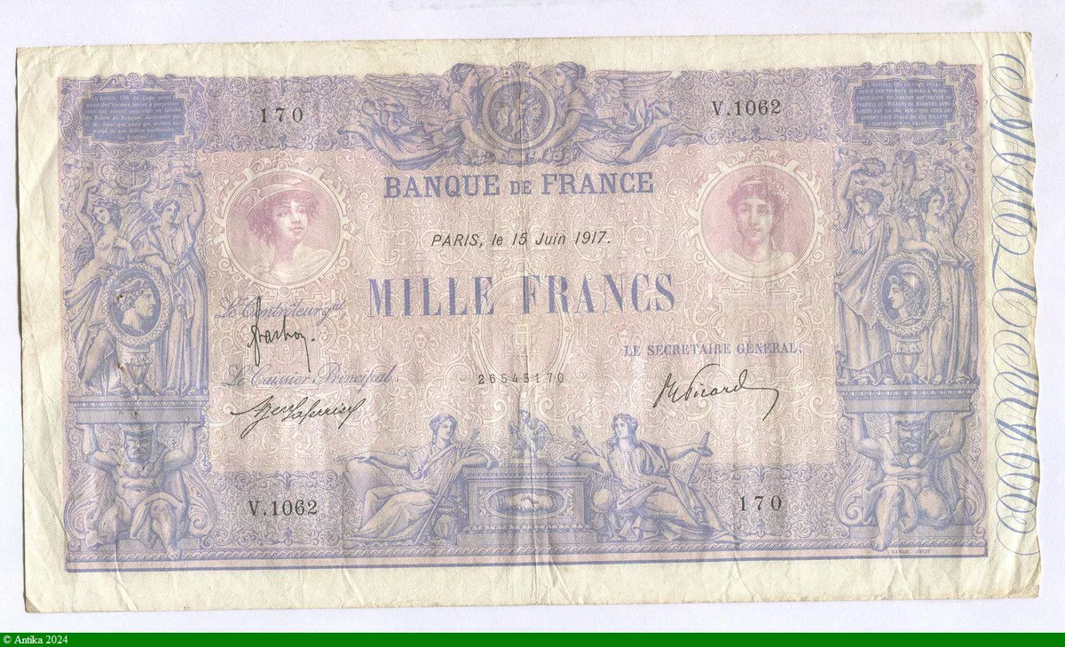 1000 FRANCS BLEU & ROSE - Type 1889