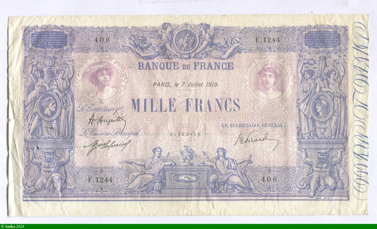 1000 FRANCS BLEU & ROSE - Type 1889