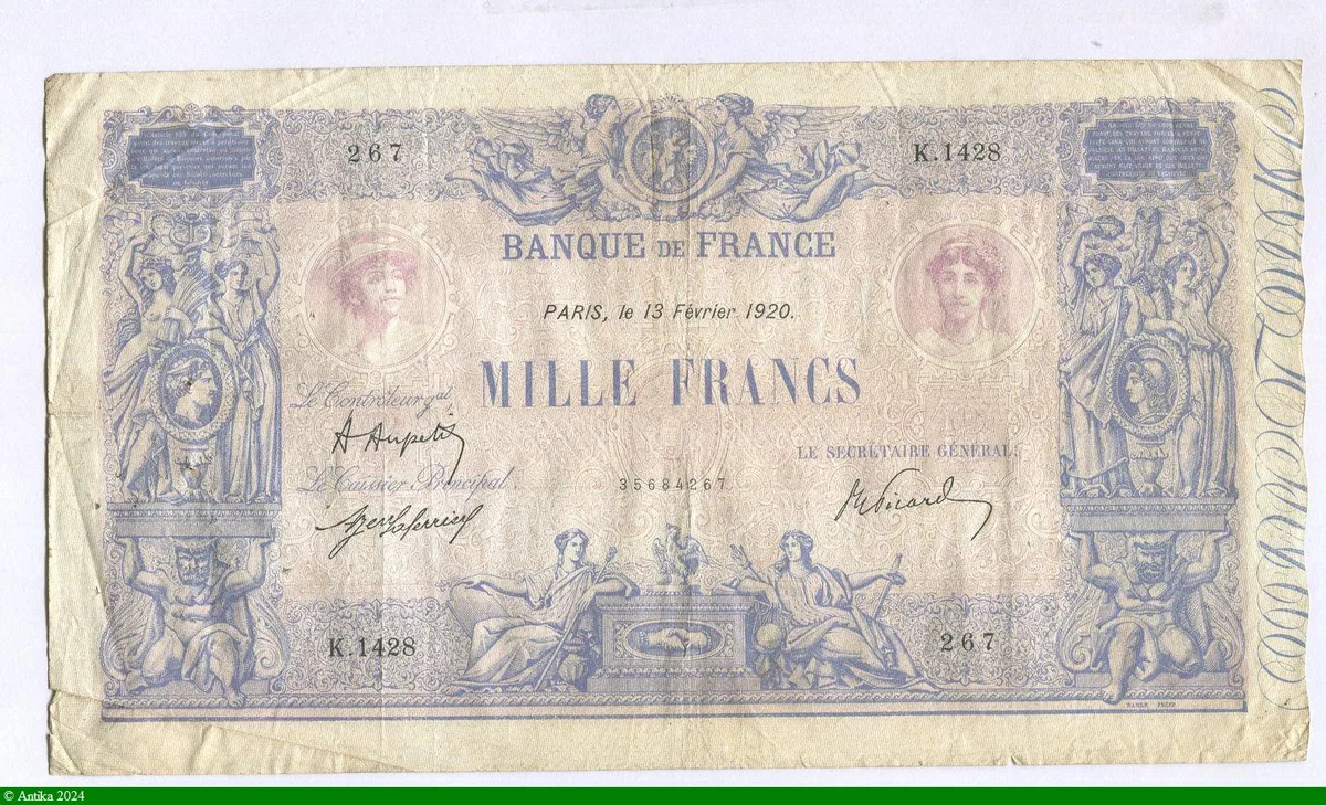 1000 FRANCS BLEU & ROSE - Type 1889