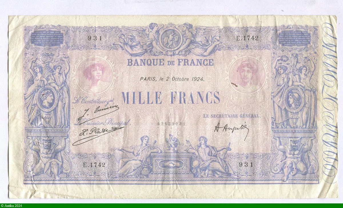 1000 FRANCS BLEU & ROSE - Type 1889