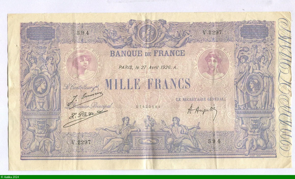 1000 FRANCS BLEU & ROSE - Type 1889