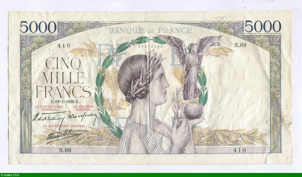 5000 FRANCS VICTOIRE - Type 1934 Impression à plat