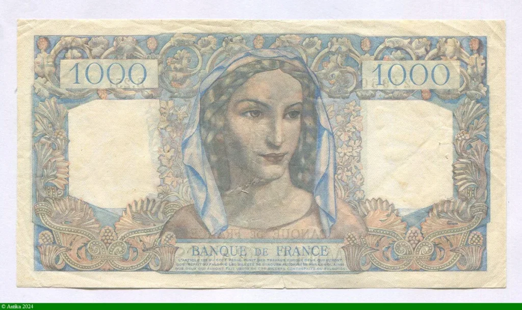 1000 FRANCS MINERVE & HERCULE - Type 1945