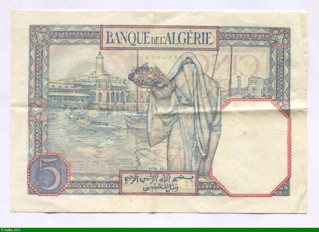 5 FRANCS Jeune Femme avec Foulard