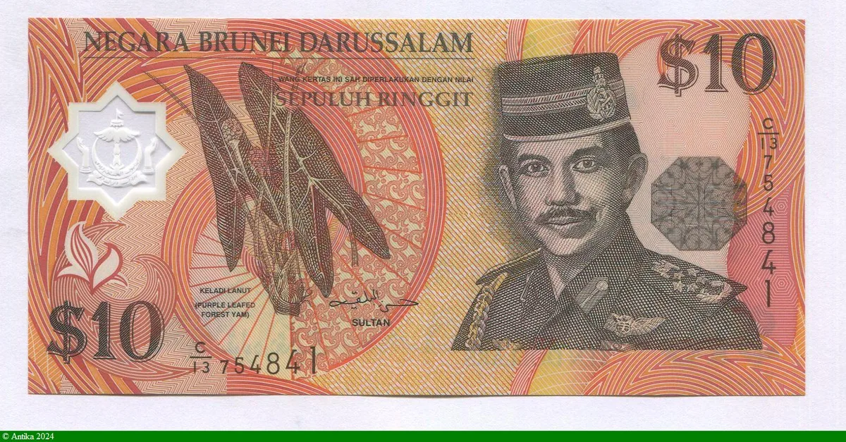 10 Ringgit sultan Hassan al-Bolkiah I & l'igname des forêts