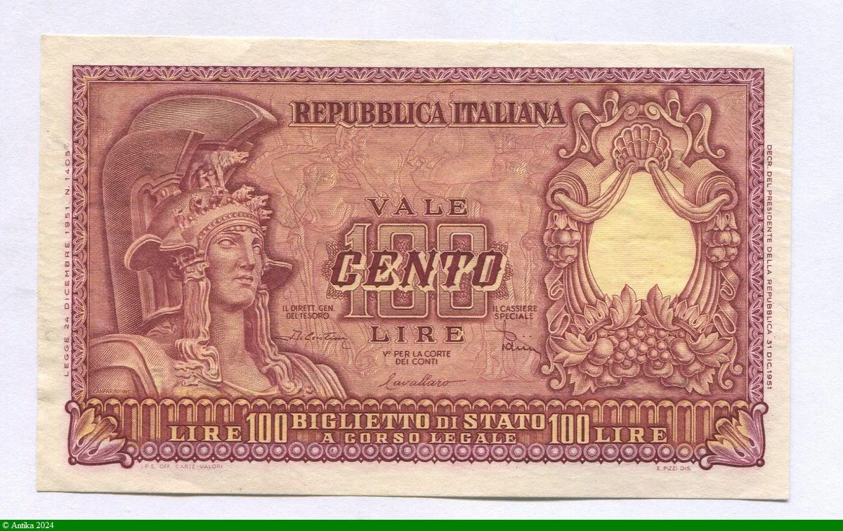 100 Lire Personnification de l'Italie * *