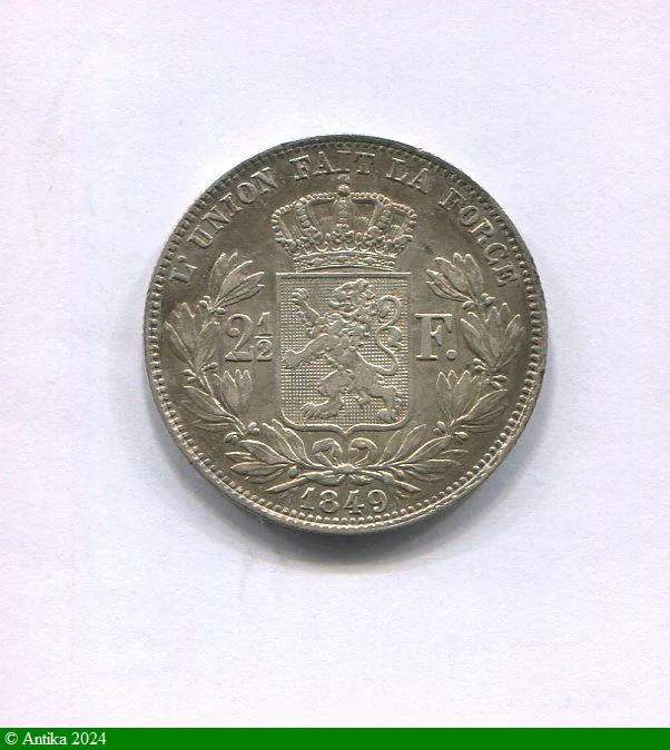 2 1/2 FRANCS Argt LEOPOLD II Petite tête Trés RARE