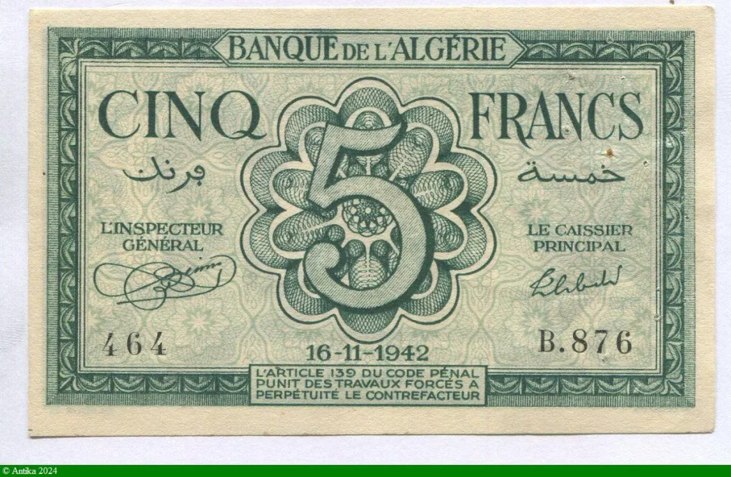 5 FRANCS Vert & Femme