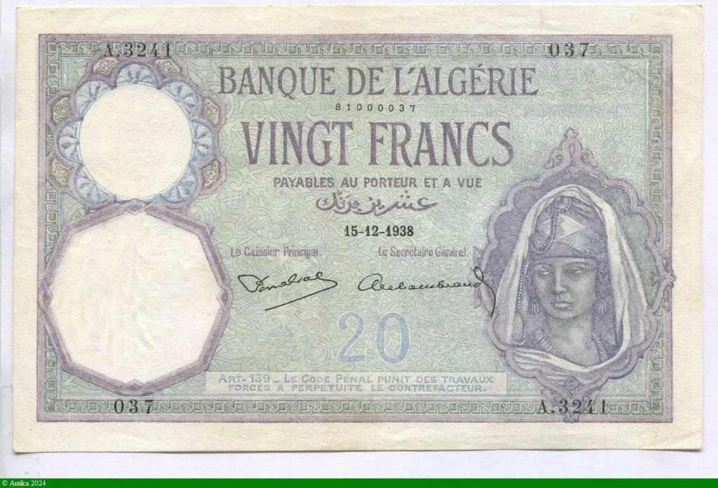 20 FRANCS Femme Voilée Grand Format