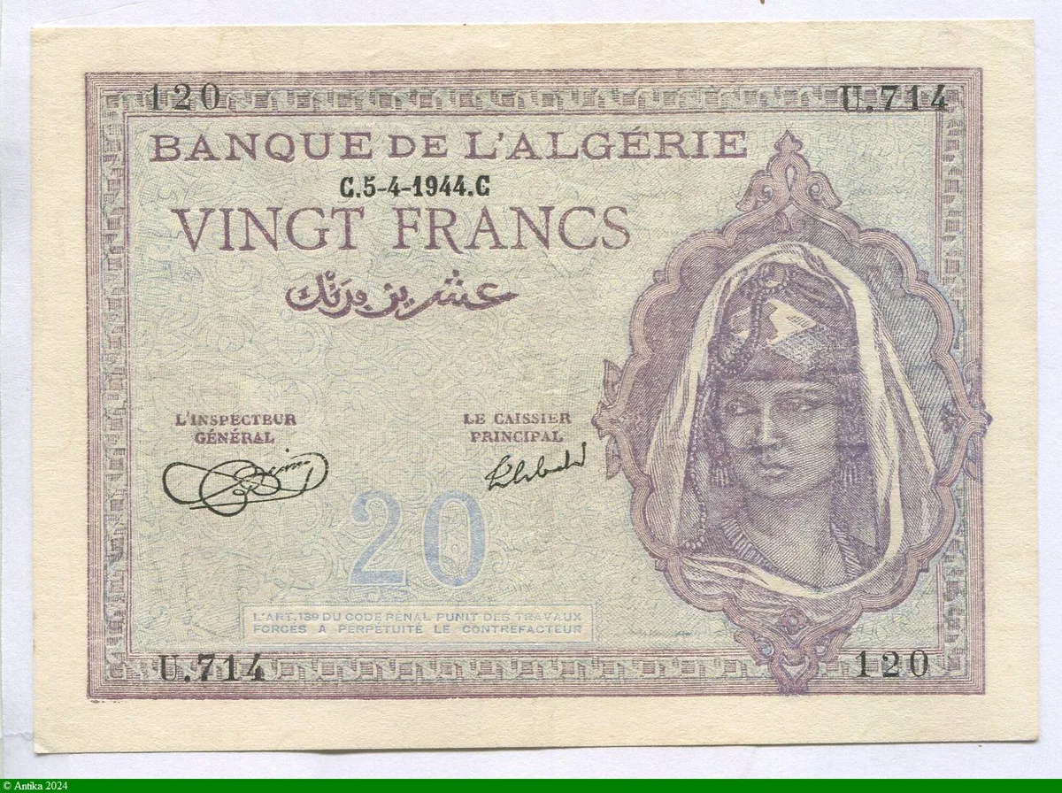 20 FRANCS Femme Voilée Petit Format