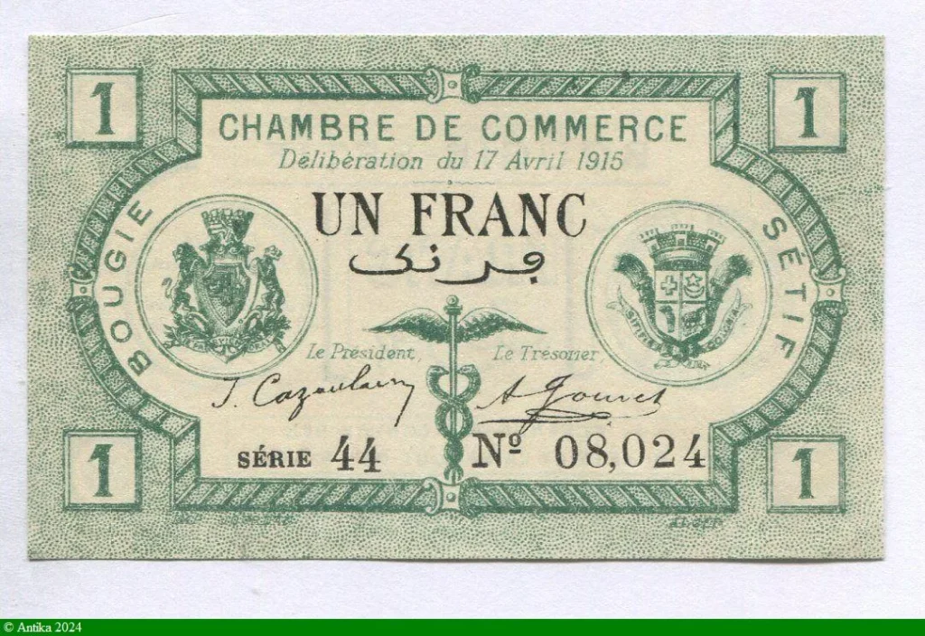 1 FRANC Chambre de Commerce Bougie-Sétif