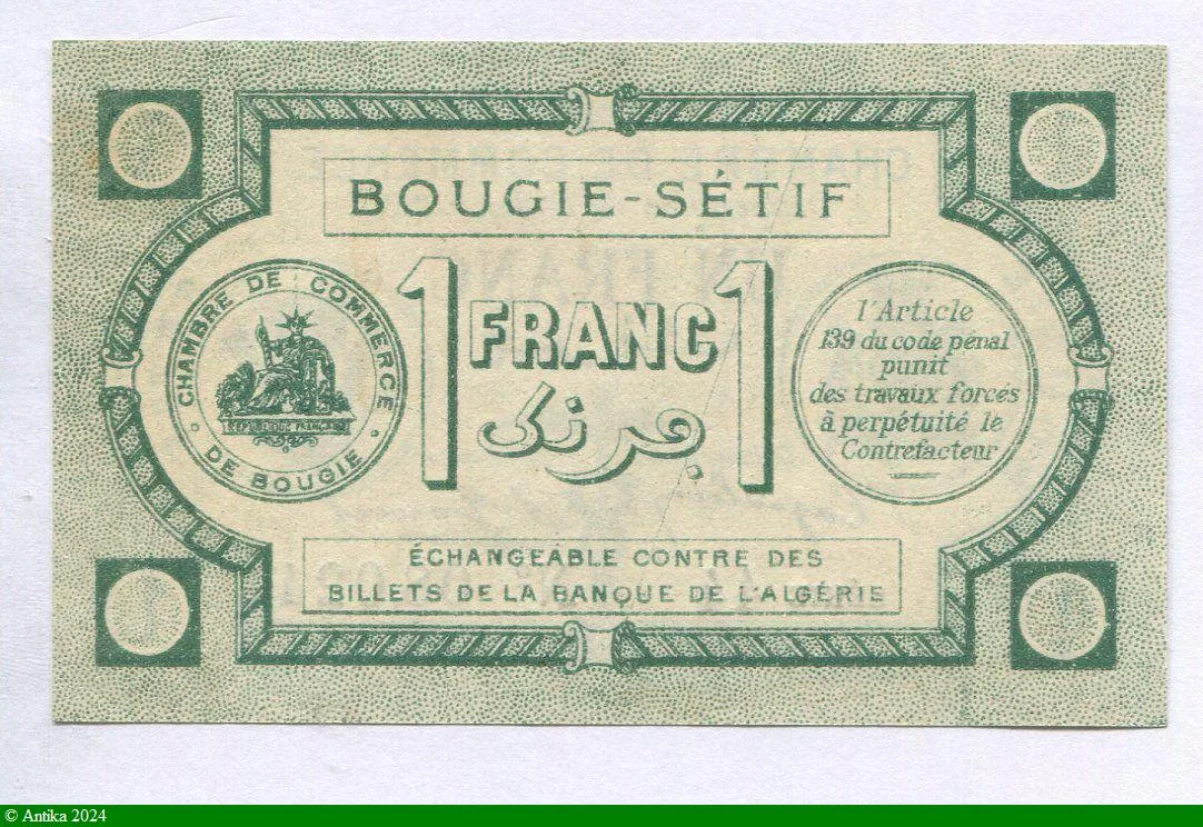 1 FRANC Chambre de Commerce Bougie-Sétif