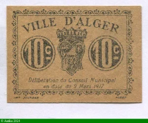 10 CENTIMES Ville d' ALGER