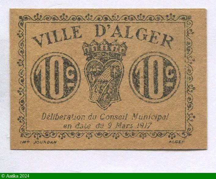 10 CENTIMES Ville d' ALGER
