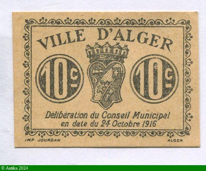 10 CENTIMES Ville d' ALGER
