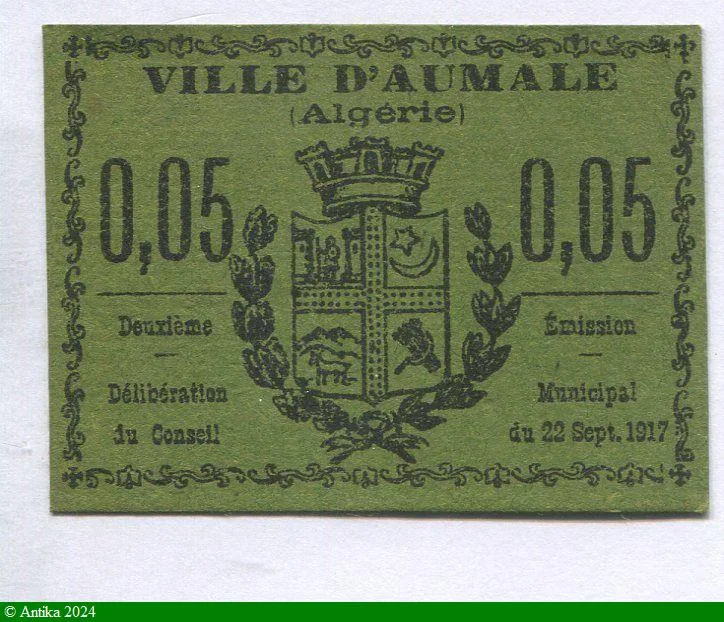 5 CENTIMES Ville d' AUMALE