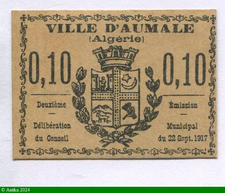 10 CENTIMES Ville d' AUMALE