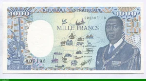 1000 FRANCS Général KOLINGBA & Eléphant