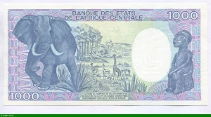 1000 FRANCS Général KOLINGBA & Eléphant