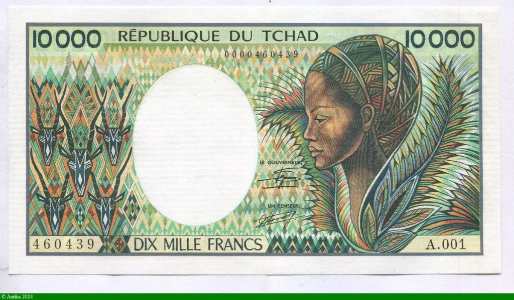 10000 FRANCS Femme stylisée