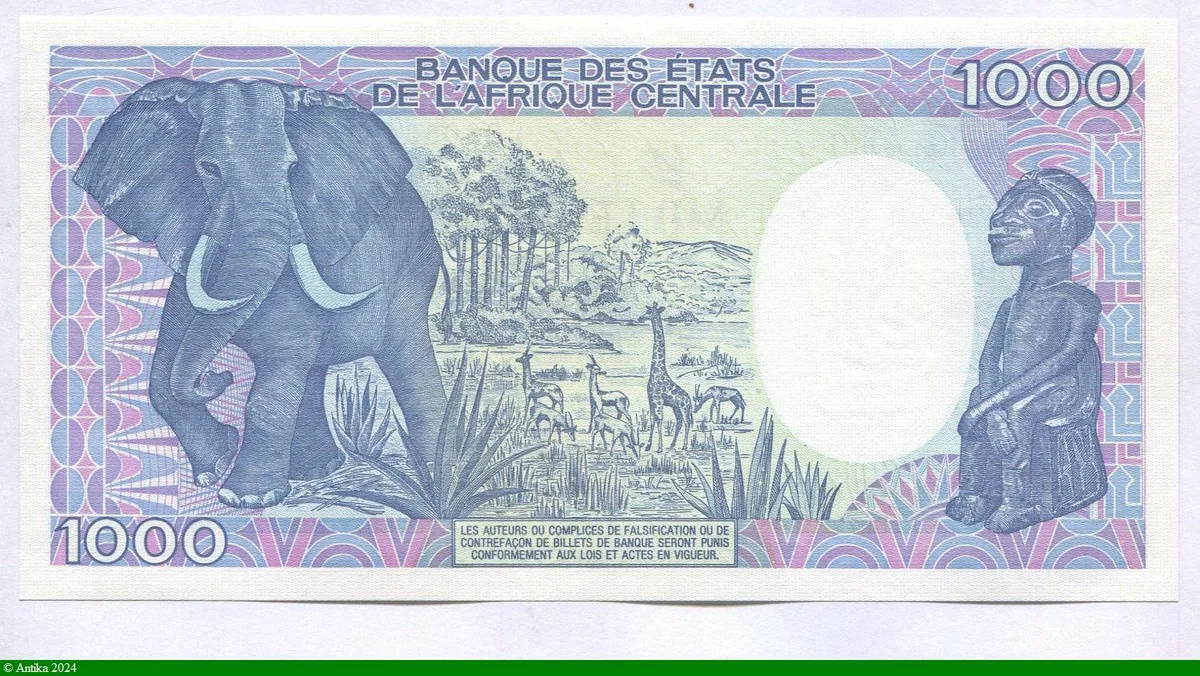 1000 FRANCS Carte & Eléphant