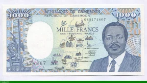 1000 FRANCS Président Paul BIYA & Carte carte