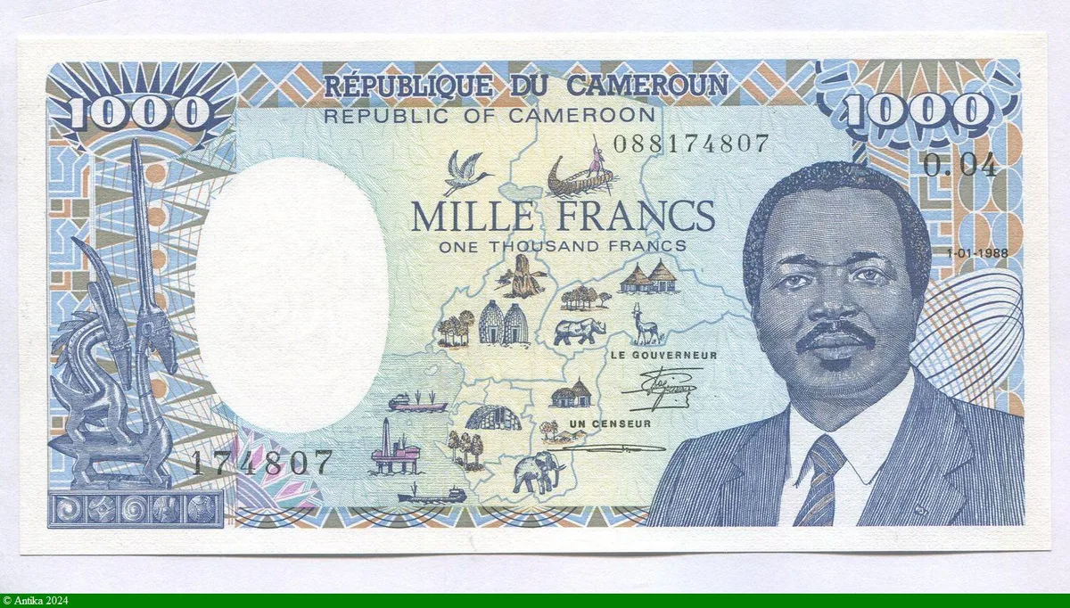 1000 FRANCS Président Paul BIYA & Carte carte
